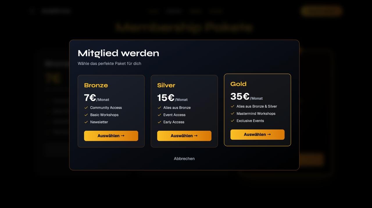 Mitglied werden — Paketauswahl Modal